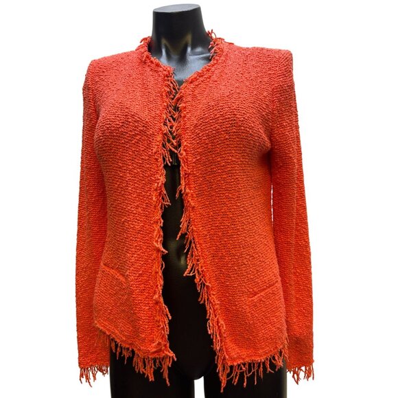 I R O Fringe-Trimmed Orange Cotton Jacket Size S - Picture 1 of 7